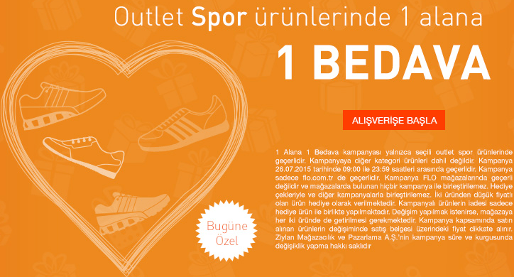 Flo spor ayakkabılarda 1 alana 1 bedava kampanyası