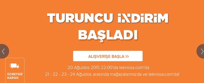 Teknosa turuncu indirimler kataloğu 21-24 Ağustos 2015