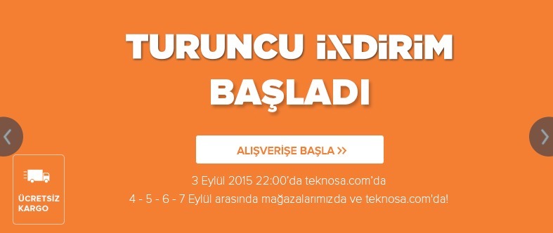 Teknosa turuncu indirim kataloğu 3-7 Eylül 2015
