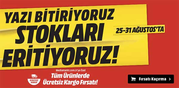 Media Markt stokları boşaltıyoruz indirimi 25-31 Ağustos